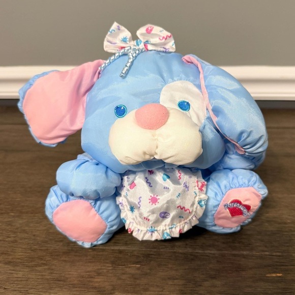 Vintage 1999 Fisher Price Stuffed Animal Blue PUPPY Dog PUFFALUMPS Plush Toy